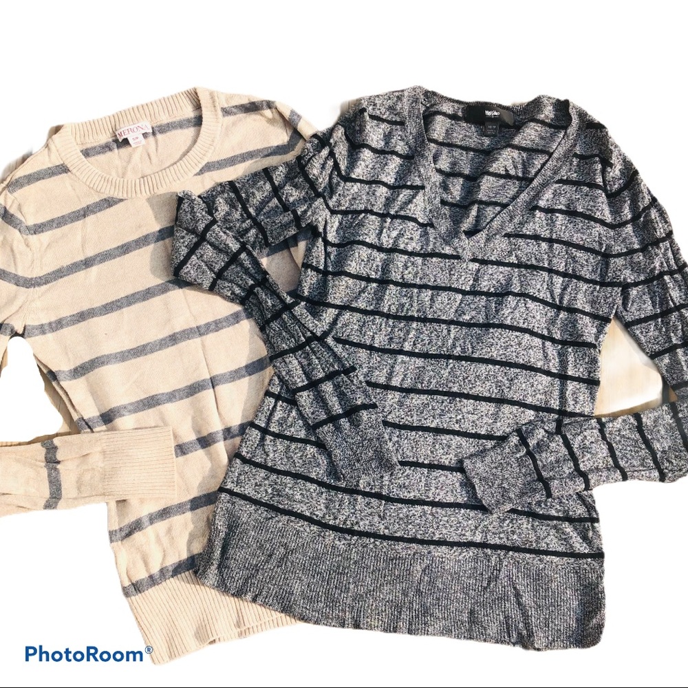 Tan and Gray Striped Sweaters